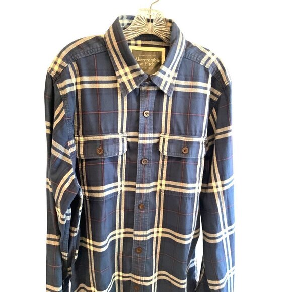 Abercrombie & Fitch mens light fleecy plaid shirt / shacket 46ch 31L - Picture 5 of 6